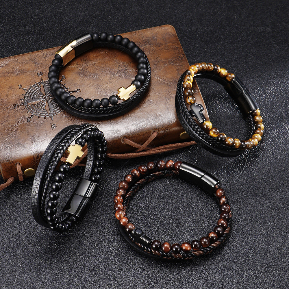 Leather Bracelets With Beads For Men