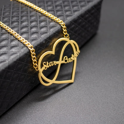 Infinity Necklace Heart Name Pendant GOLD