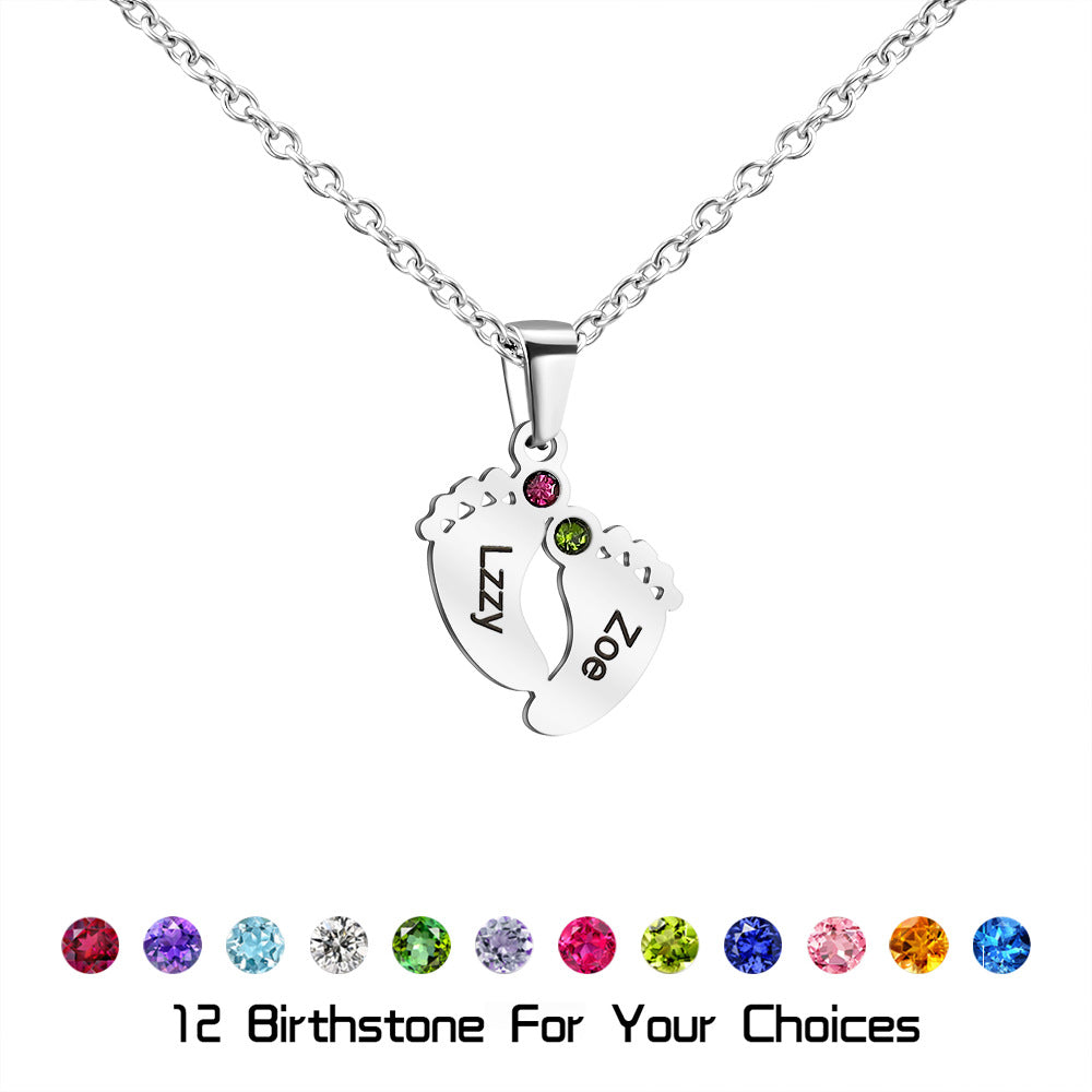 Personalized Necklace Baby Name With Birthstone