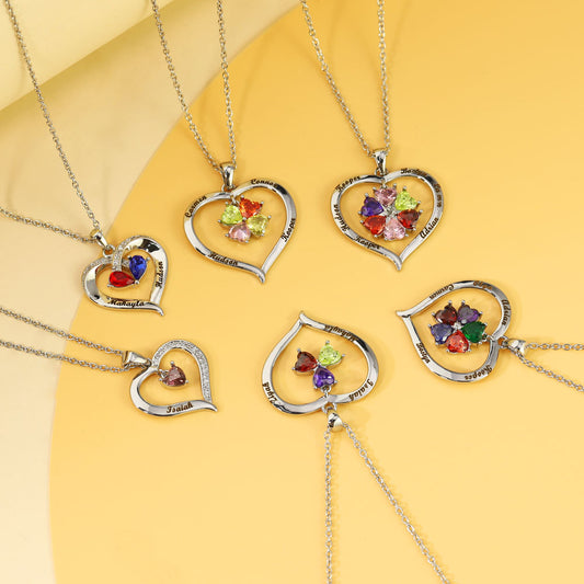 Multiple Name Necklace With Birthstone