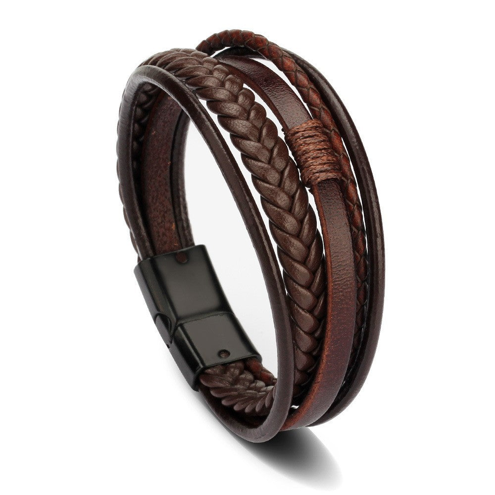 Mens Strand Braided Leather Bracelet