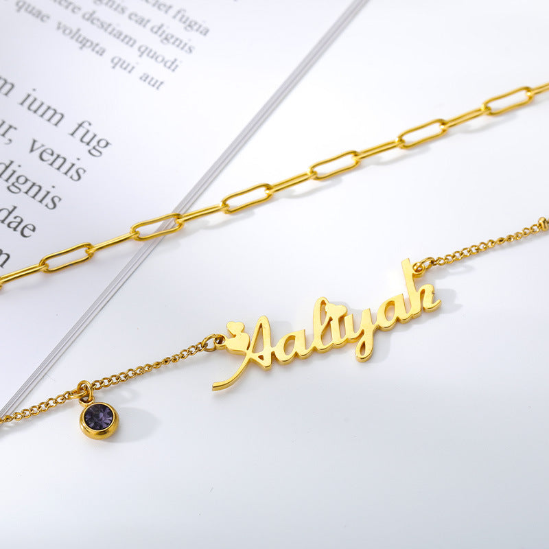 Name Necklace With Birthstone