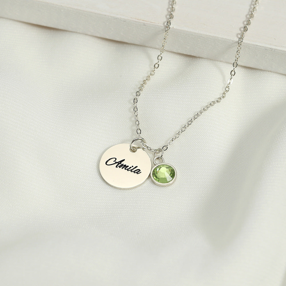 Personalized Birthstone Charm Necklace With Name