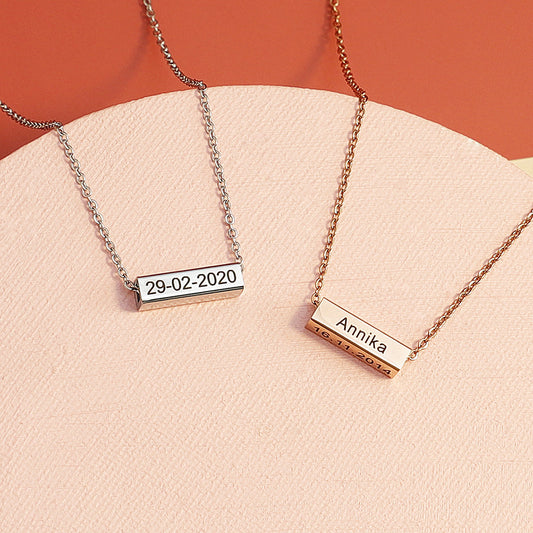 Engraved 3d Bar Necklace