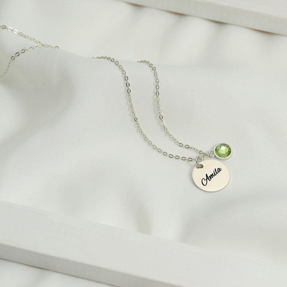 Personalized Birthstone Charm Necklace With Name