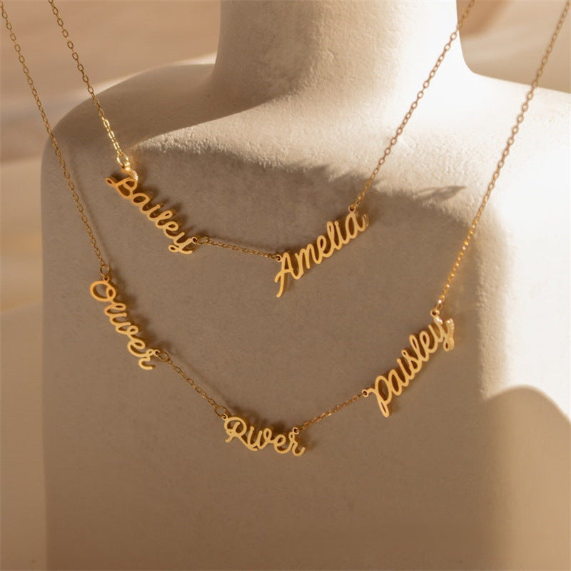 Multiple Name Necklace Gold 4 Name Necklace