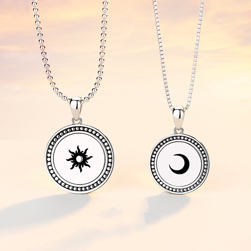 Matching Necklaces For Couples Disc Necklace Sterling Silver Pendant Necklace