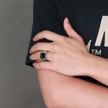 Mens Square Onyx Signet Ring