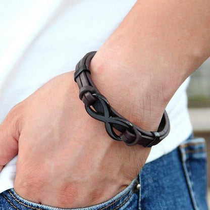 Mens Leather Infinity Bracelet