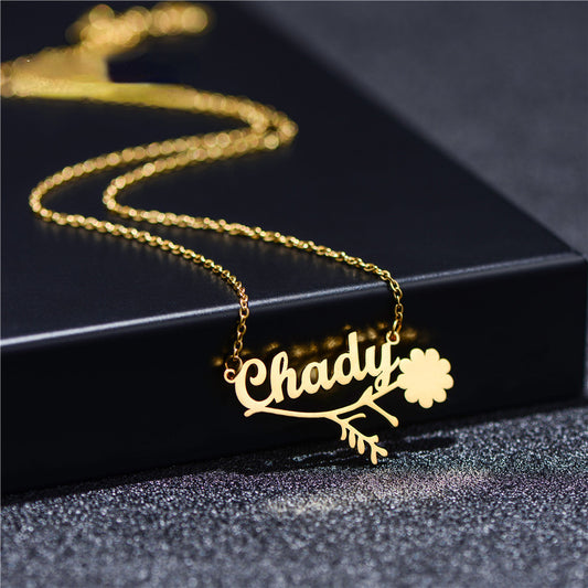 Name Necklace With Flower